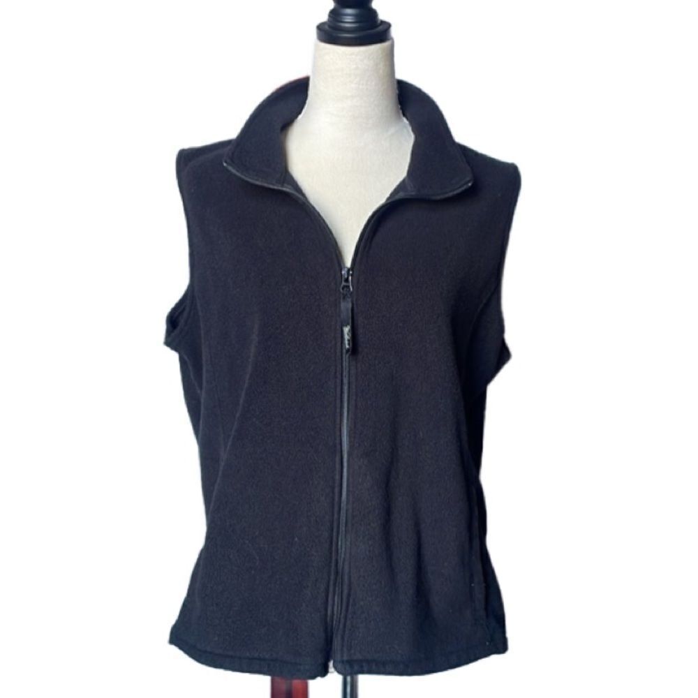 Woolrich Women’s Black Full Zip Fleece Vest W/Pockets & Logo (Size: XL)